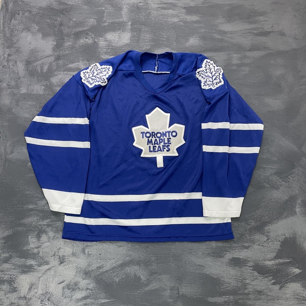 Vintage NHL Toronto Maple Leafs Jersey Mens Large Blue 1980s CCM